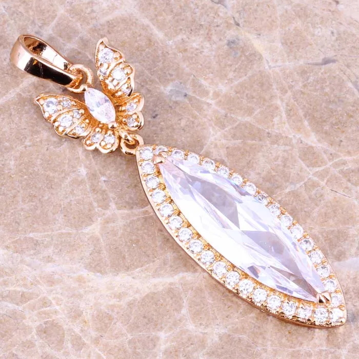 

Unusual White CZ Yellow Plated Pendant P664
