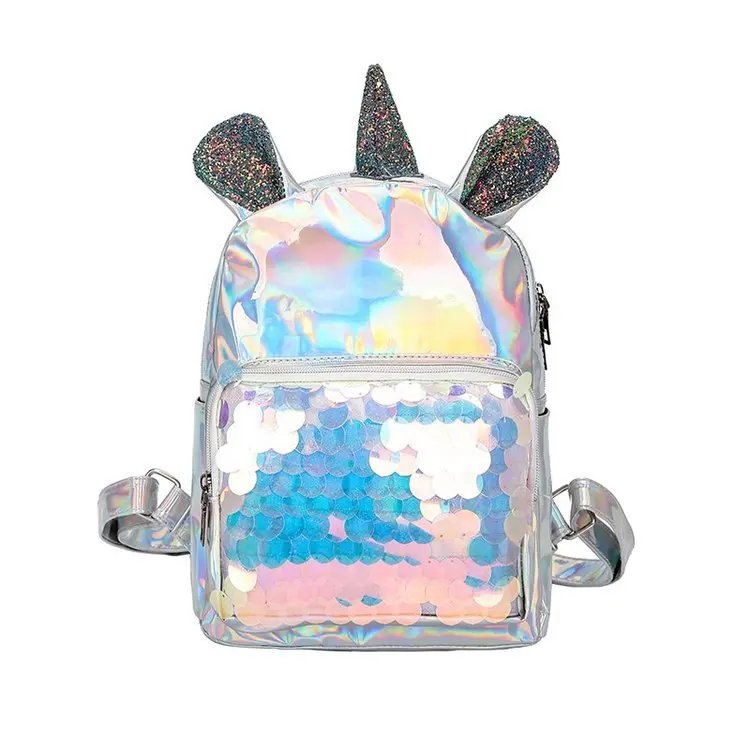 

2019 Holographic Backpack Lady Unicorn Backpack Sequins Bling Travel Shoulder Bag Girl Harajuku Backpack Female Mochila Bagpack