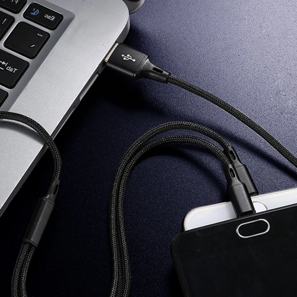 Зарядный кабель Lighting Micro usb type C для samsung Xiaomi huawei IPhone 7 8 6 S Plus X XS нейлон 3 в 1 зарядного