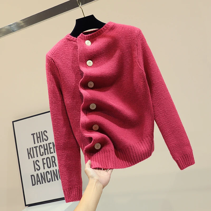 

Ins Super Fire Cardigan Warm Sweater Women Loose Thickened Knitted Coat 2018 Autumn Winter New Ladies Lazy Wind Chic Red Coat