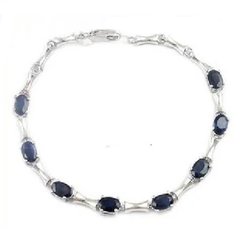 

Sale Qi Xuan_Free Mail Dark Blue Stone Flower Bracelets_S925 Solid Silver Fashion Bracelets_Manufacturer Directly Sales