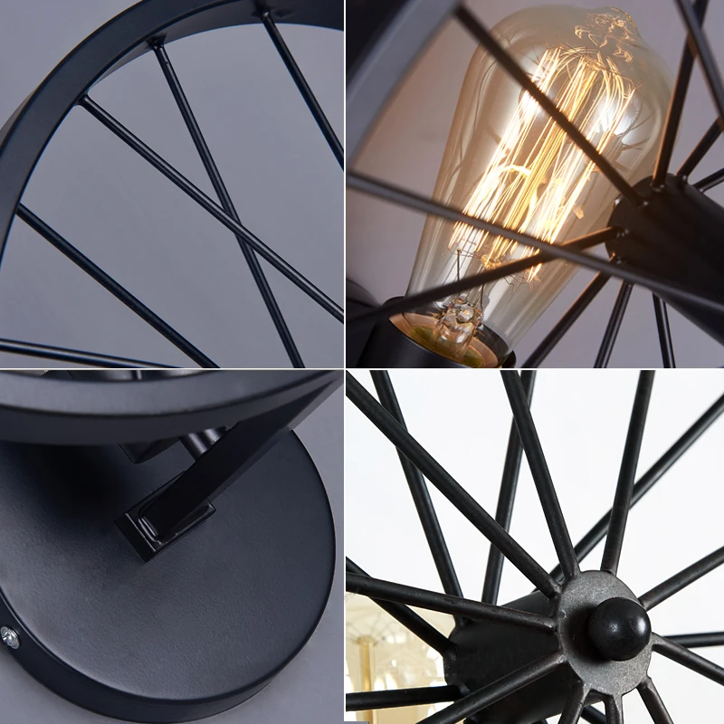 Rusty Wheel Bar Освещение железные Настенные светильники Лофт промышленный креативный