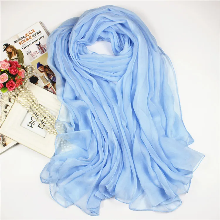 

Solid Color Chiffon Pashmina Hijab Women Long Large 180*150 cm Scarves Shawls Light Blue Volie Stole Chal Mujer Bufanda NS003