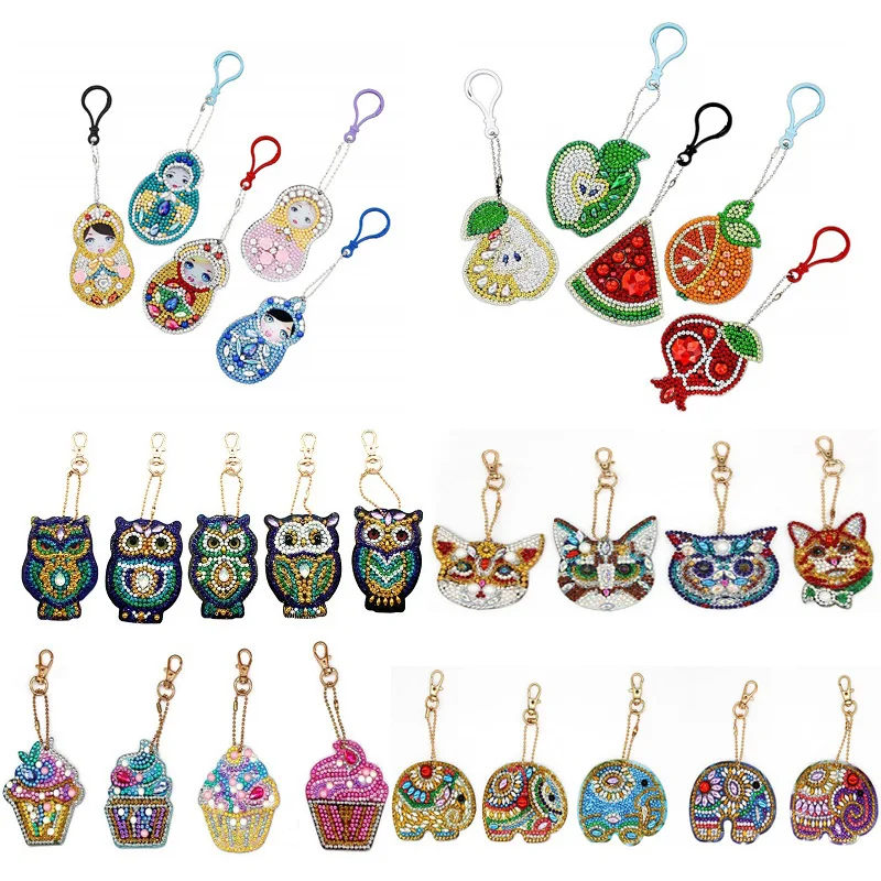 

5Pcs DIY Full Drill Diamond Painting Special Shaped Butterfly Animal Diamond Painting Women Bag Key Chain Jewelry Handmake Gifts