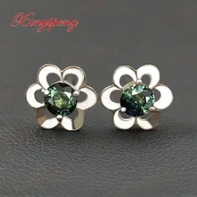 18 К белого золота с натуральный сапфир заклепки серьги синий зеленый цвет огня Fine Jewelry контракт