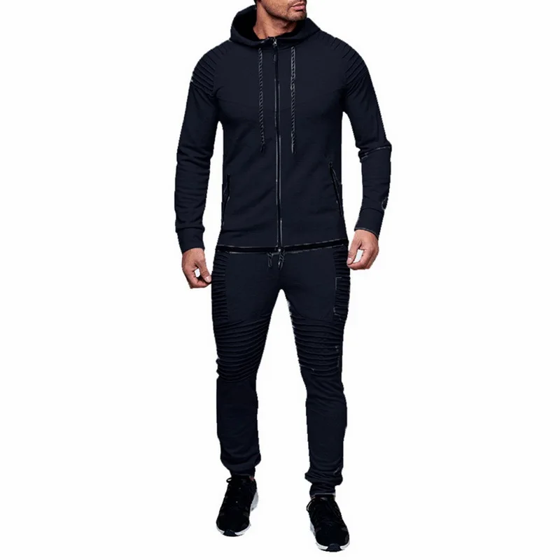 

Men's Training Set Fitness Stripe Sports Suits Warm Hooded Tracksuit Male Soild Training Jogging Exercise Running Set Male 3XL