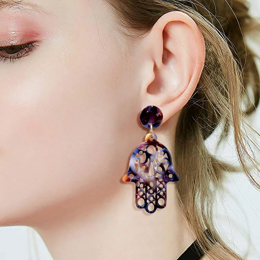 

2019 New Fashion Acid Acrylic Resin Earrings Geometric People Hand Drop Earrings for Women Pendants Earings Fashion Jewelry Gift