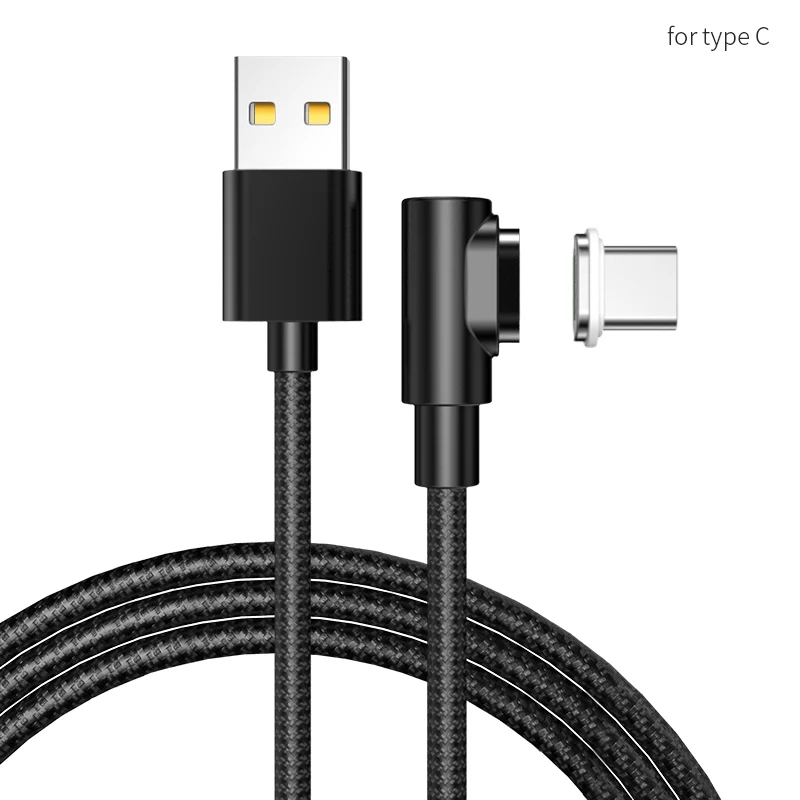 Tongyinhai usb type C 3A 90 градусов игровой USB кабель F Форма L изгиб зарядный шнур магнитные телефонные кабели для Iphone/Android телефон - Цвет: for Type C