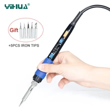 YIHUA 928D Soldering Iron 65W Adjustable Temperature Electric Soldering Iron Gift 5pcs Tips 110V or 220V For Welding Repair Tool