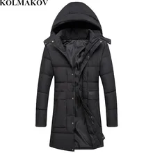 KOLMAKOV мужские Умные повседневные парки с капюшоном куртки Homme хорошего качества мужские новые классические черные зимние пальто мужские Masculine