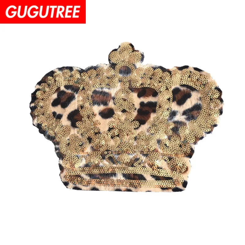 Вышитые блестки GUGUTREE большие блестящие патчи с леопардовым принтом