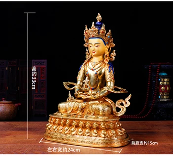 

GOOD Buddha # 13 inch large HOME efficacious Protection # Buddhism Tibetan Nepal Tantra Gilded gold Amitayus Buddha statue