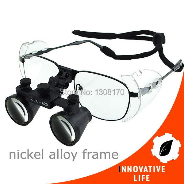 Nickel Alloy Frame Loupe 420mm 2.5x 2.5 Magnification Galilean Style Head Dental Surgical Medical Binocular Loupes