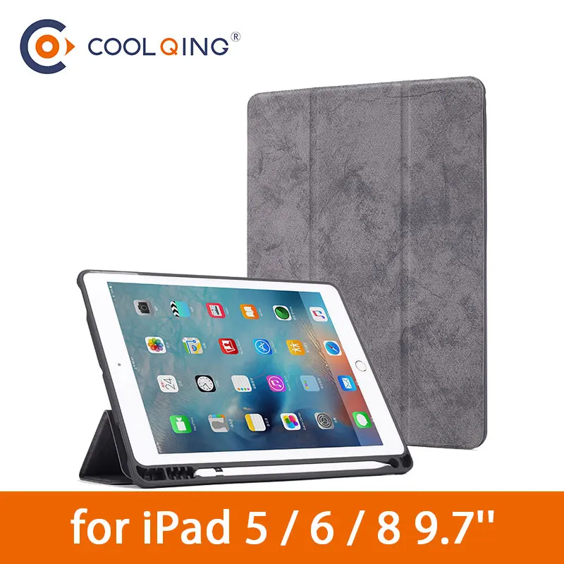 

Tablets Case For iPad 5 6 8 9.7 Inch PU Leather Smart Tri-folded Protective Cover Soft Silicone Bag Edge For iPad 9.7 2018 Case