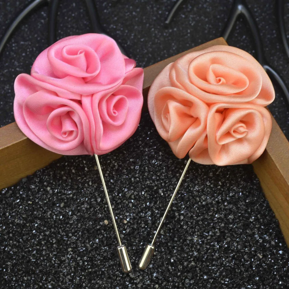

Mdiger Wholesale Label Pins Silk Brooch Pins Handmade Rose Flower Collar Pin Cluster Floral Men for Suits Mixed 12 PCS /LOT