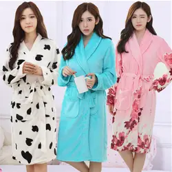 Осенне-зимний фланелевый банный халат для женщин Ночная рубашка банный халат женский фланелевый кимоно Банный халат