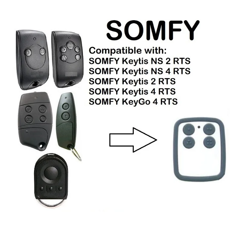 

2pcs SOMFY Keytis NS 2 RTS garage door controller compatible remote control 433,42Mhz rolling code free shipping