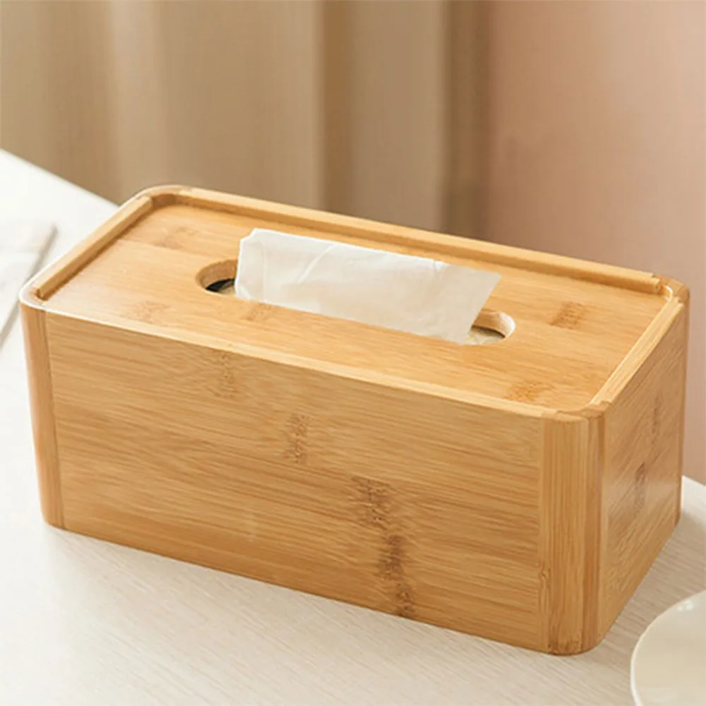 Modern Household Tissue Box On Tea Table Creative Bamboo Wooden Paper Towel Modern Minimalist Box Living Room Bedroom End Tables