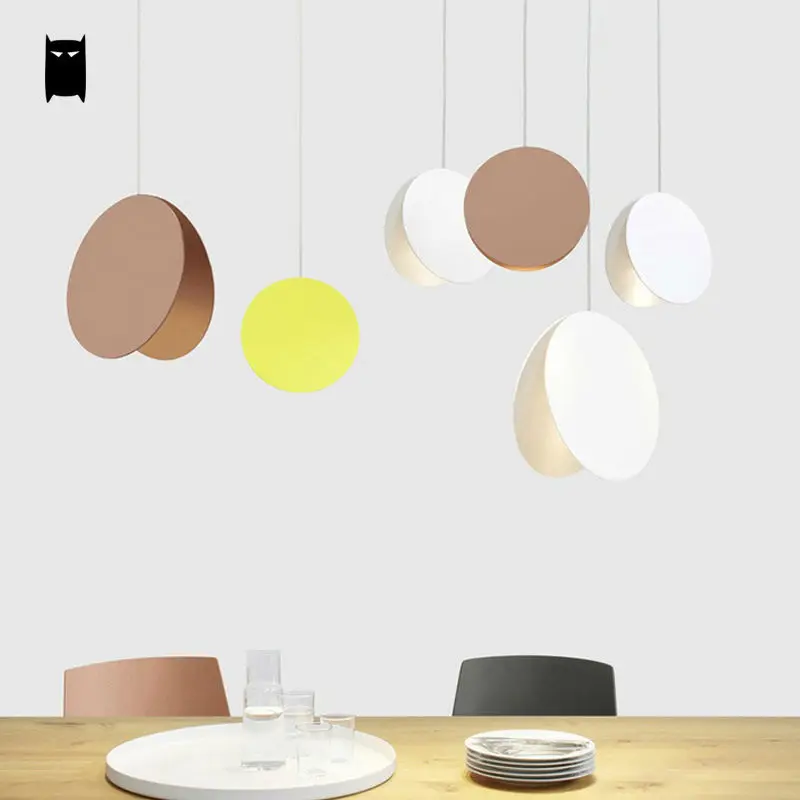 

Yellow White Coffee Flying Disk Pendant Light Fixture Modern Art Deco Nordic Hanging Lamp Luminaria Design Dining Table Room Bar