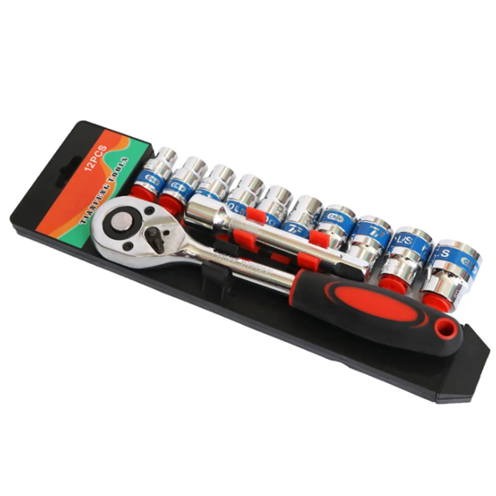 

12pcs 1/2" 4-14mm Socket Wrench head metric socket set kit bolt hexagon allen head torque wrench with Rubber handle