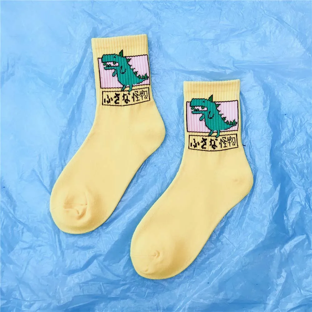 plus size knee high socks Japan Harajuku Women Cute Cartoon Animal Dog Dinosaur Cat Cotton Socks Lovely Men Funny Novelty Creative Unisex Socks hue socks Women's Socks