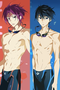 

2018-July update Anime Free! Nanase Haruka & Rin Matsuoka Tachibana Makoto Dakimakura pillow case cover hugging body pillowcase