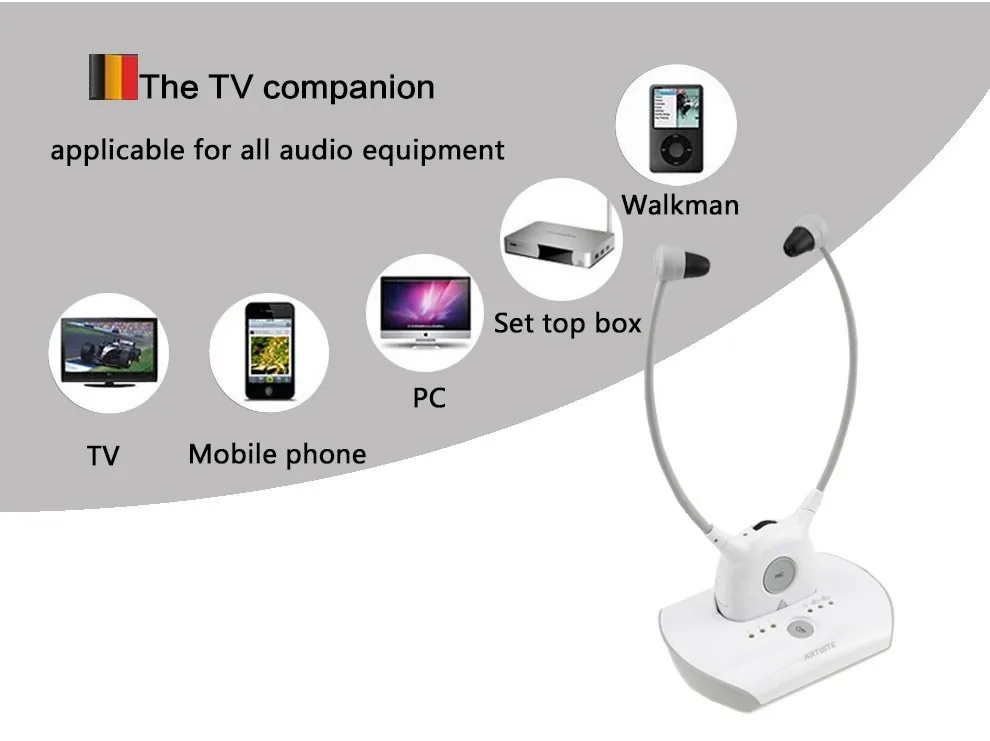 Артистическим APH100 ТВ наушники для слабослышащих Беспроводной 2,4G Hi-Fi наушники для телевизора коммерческих Установка пожилых слуховой аппарат со штепсельной вилкой европейского стандарта