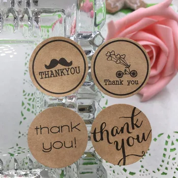 

300 Pcs Thank You Self Adhesive Stickers Kraft Label Sticker for Handmade Products multifunctional Gift seal label