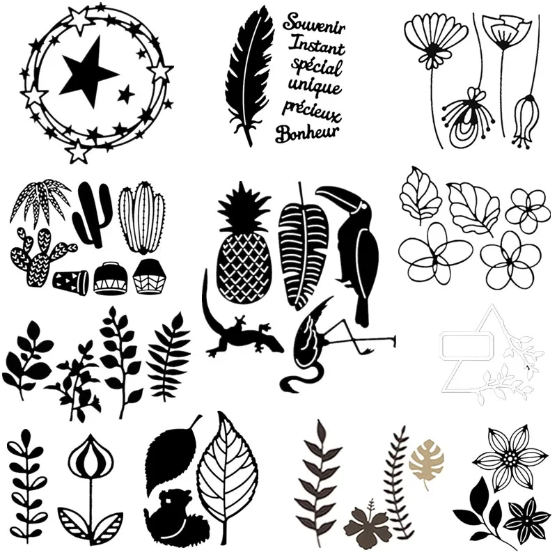 

Wild Flower Leaf Lotus Cactus Metal Cutting Dies Stencil for DIY Scrapbooking Embossing Album Decoration Paper Card Craft Die