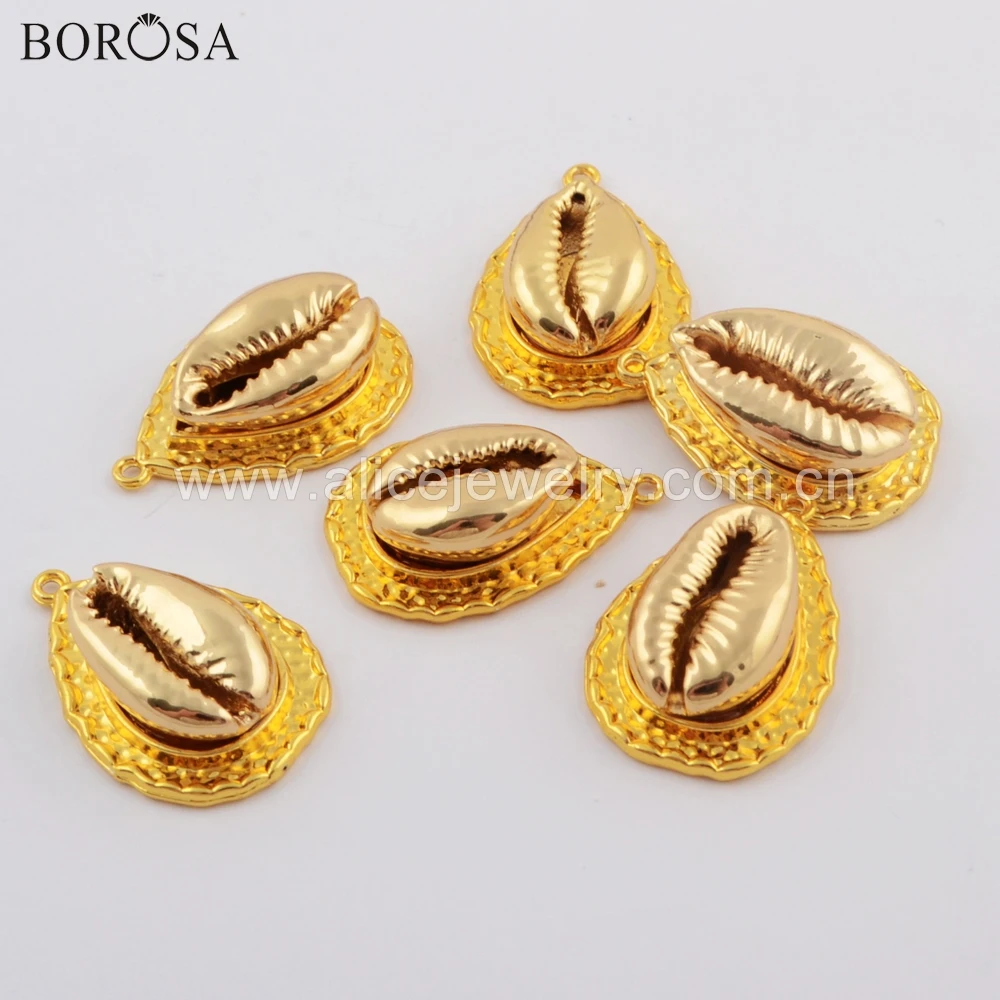 BOROSA 10 шт. КАПЛЕВИДНАЯ капля полностью покрытая золотом натуральный Каури