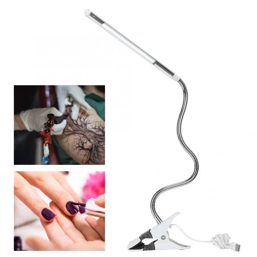 Manicure Vacuum Cleaner Portable USB LED Clip Table Adjustable Desk Light for Tattoo/Manicure/Makeup - Цвет: White