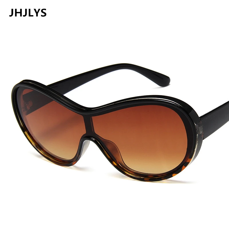 JHJLYS 2019 oversized fashion one-piece oval sunglasses ladies Polaroid brand catwalk windproof sun glasses multicolor black red