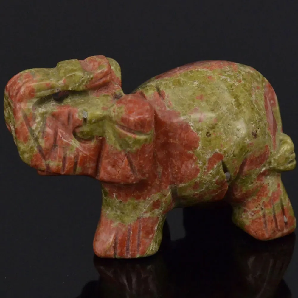 Unakite Crystal Elephant Carved Figurine Stone Chakra Healing Reiki Stone Feng Shui Crafts Unakite Crystal Elephant Carved Figurine Stone Chakra Healing Reiki Stone Feng Shui Crafts