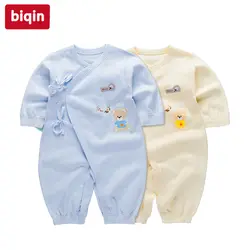 Biqin 3 м-6 м для маленьких детей Детская одежда Одежда для мальчиков Демисезонный хлопок длинный комбинезон для девочек Демисезонный хлопок
