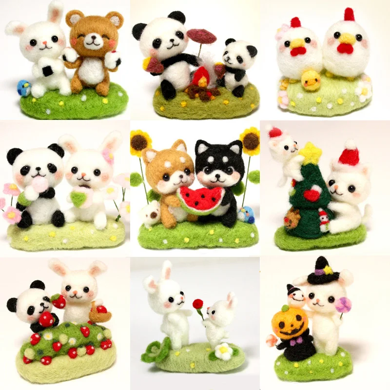 

Creative small animals wool needlepoint kit wool felt needle felting pendant craft needlecraft DIY handmade