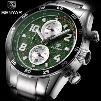 

2020 New Watch Men Luxury Brand BENYAR Casual Fashion Chronograph Quartz Watch Stainless Steel Military Clocks Relogio Masculino