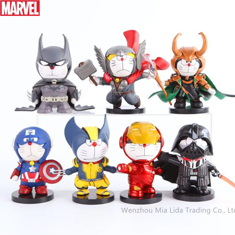 

Hasbro Marvel 6pcs/set Raytheon Spider-Man Iron Man DC Justice League Batman Superman Q Edition Decoration Hand Collection