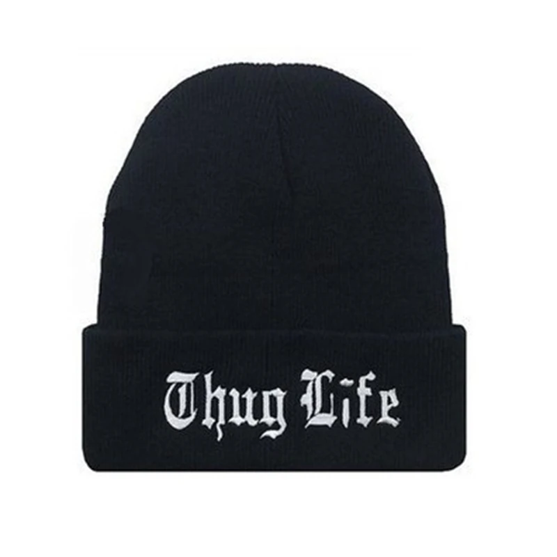 THUG LIFE черная шапочка с буквенным принтом унисекс модные хип-хоп мужские шапки вязаные шапки для женщин Skullies Gorros Bonnets