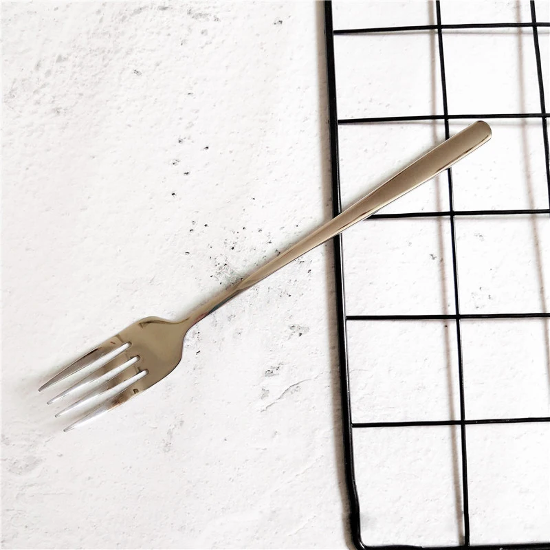 4pcs 8'' Korean Fork and Spoon set Creative 304 Stainless Steel Tableware Coffee Dessert Cake Tea Ice Cream Fork Spoons Xma Gift