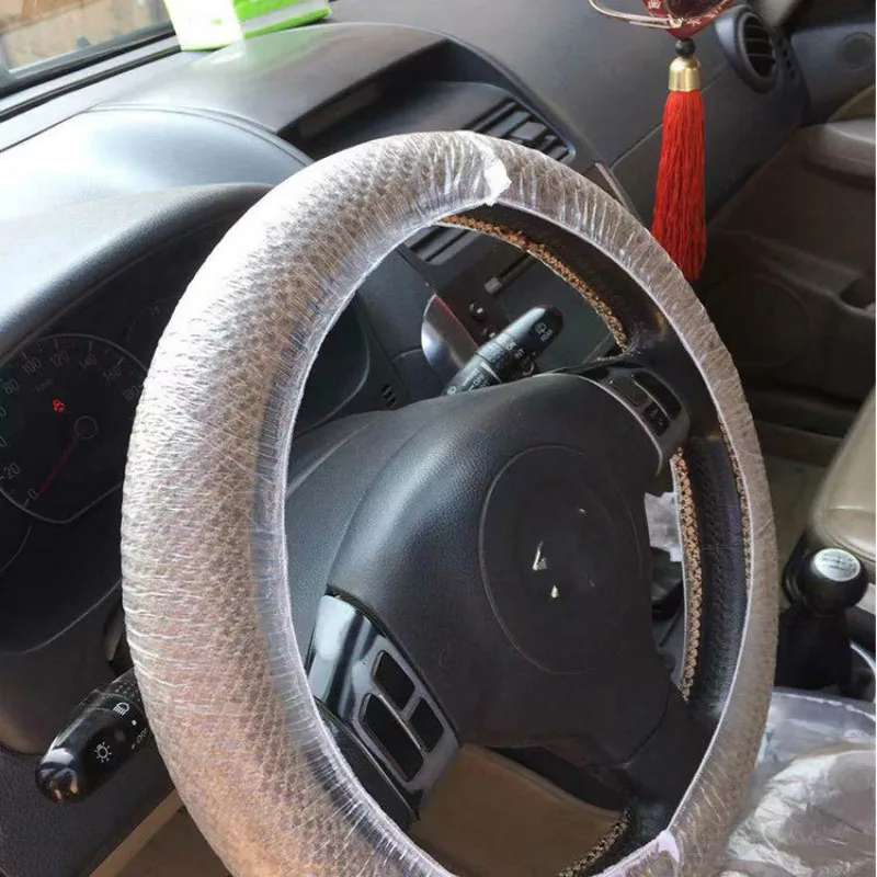 5sets/lot Disposable Pe Car Steering wheel Gear lever Seat Cover Vehicle Maintenance Beauty Dust and Dirt Protector Cleaning