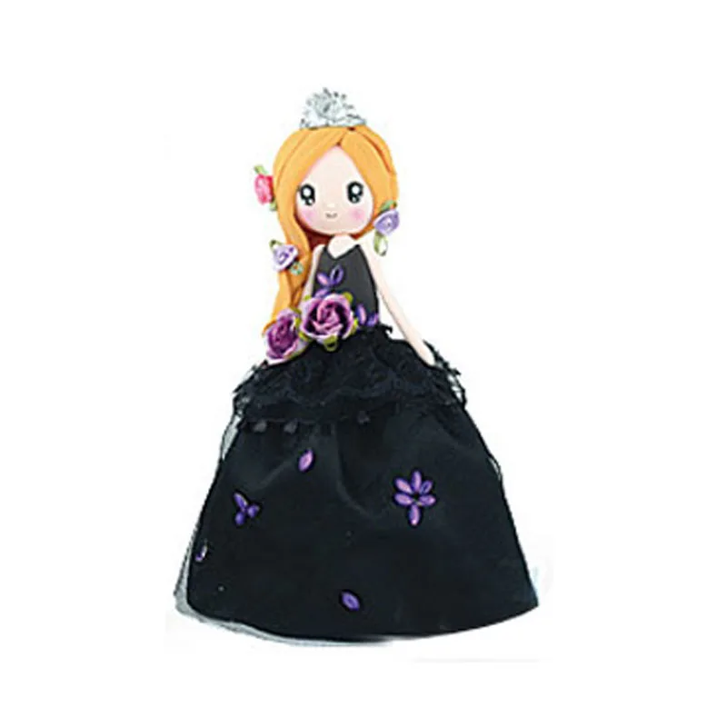 ФОТО 1 Piece DIY Playdough Princess With Black Dress Super Light Clay Material Package Toys For Children Colored Clay Birthday Gifts