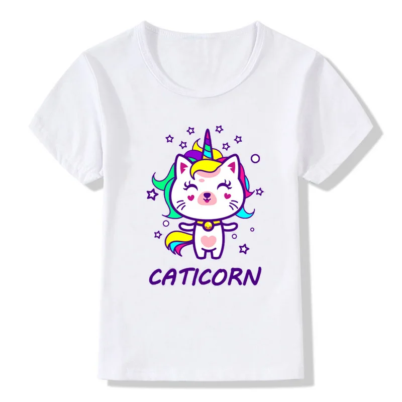 

ZSIIBO Children T-shirt for Girls tshirt baby boys tops Cat Unicorn Rainbow Spring Short-sleeve camiseta unicorn t-shirt girl