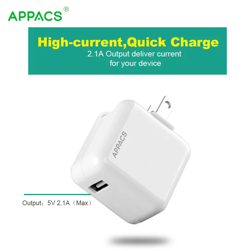 APPACS 5V 2.1A универсальное USB зарядное устройство для путешествий адаптер настенная