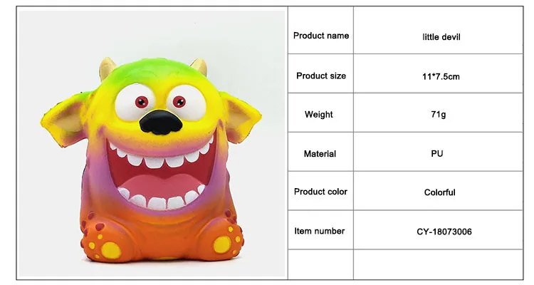 Creative Cartoon Colorful Little Devil Squishy Toy Slow Rising Rebound Halloween Toy Squishy Simulation Big Ear Monster Toys