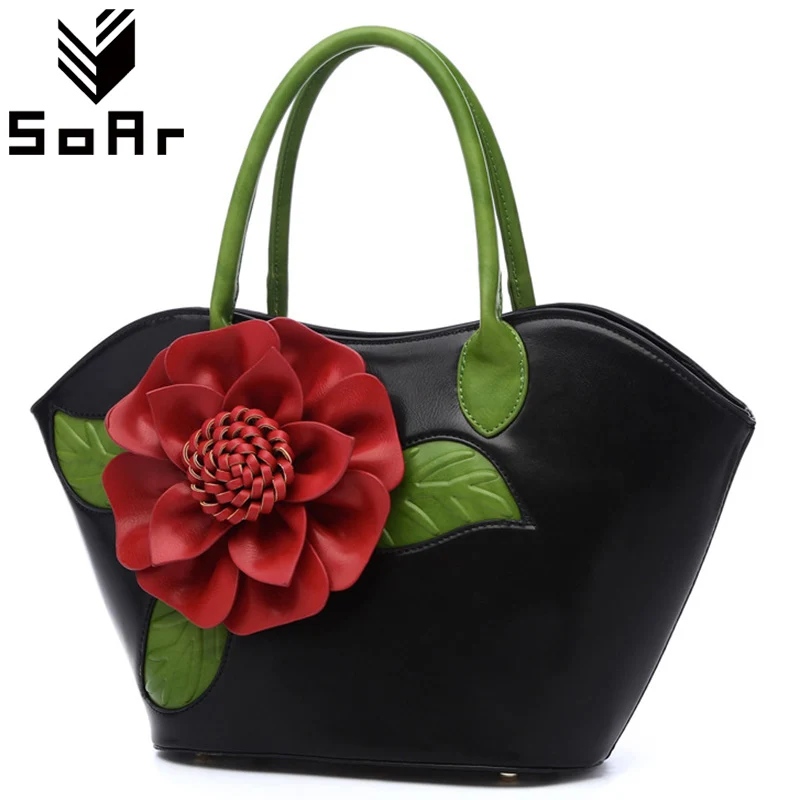 

SoAr Top-Handle Bags Handbags Women Famous Brands Floral Women Messenger Shoulder Bag PU Leather Hand Bag Vintage Ladies Totes