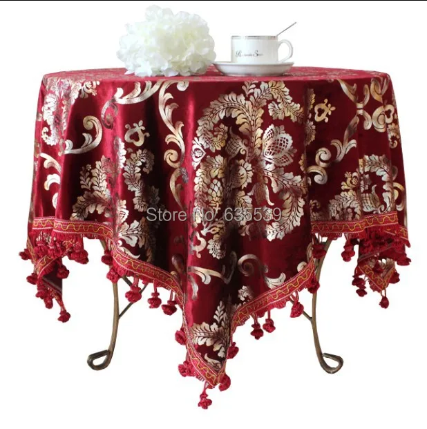 burgundyluxuryroundtableclothrectangulartabletowelsbaroque