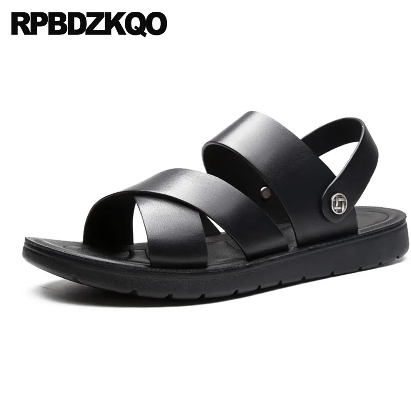 

Sneakers Open Toe Strap Slippers Leather Outdoor Slides Roman Water Waterproof Black Men Gladiator Sandals Summer Italian Shoes