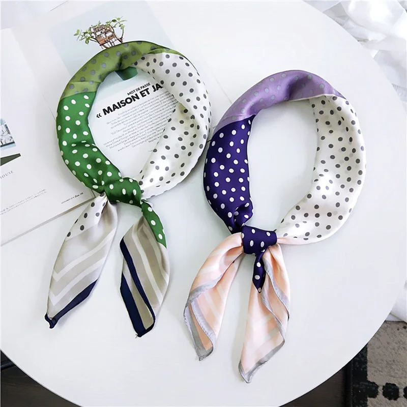 

70*70cm Small Square Satin Scarf Head Neck Scarf Foulard Femme Bandana Elegant Women's Hair Tie Band Wrap Handkerchief Sjaal