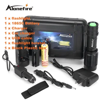 

Alonefire H230 LED Flashlight CREE XM-L T6 LED Zoomable Focus Torch with 18650 Battery and charger