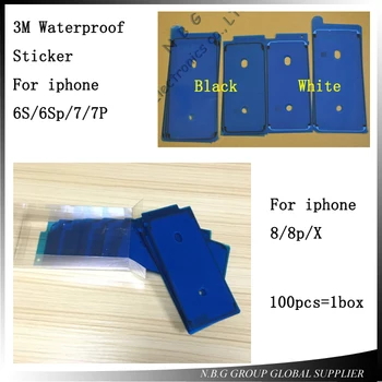 

100pcs=1box Waterproof Sticker for iPhone 7 6S Plus 7Plus 8 X 8P 3M Adhesive Pre-Cut LCD Screen Frame Tape Repair Parts